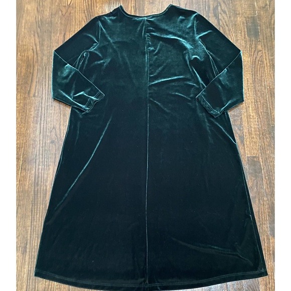Vintage! Sarah Christine Emerald Green Velvet Maxi Dress 20W Modest Long Sleeves - Picture 4 of 4